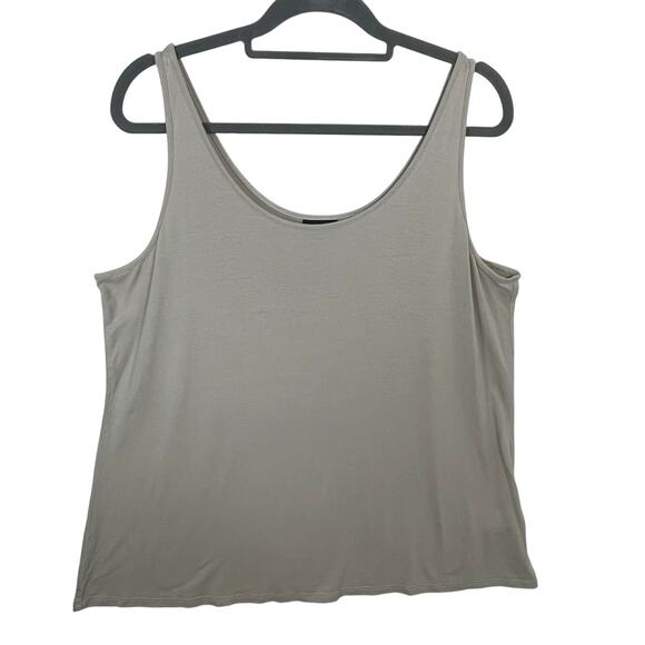 J Jill Wearever Tank Top 2X Beige Taupe Scoop Neck Stretch Soft Travel Lounge - Picture 1 of 11